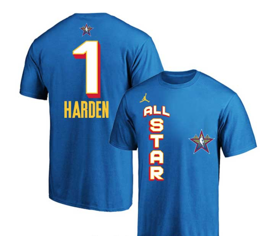 Men 2025 NBA all Star #1 Harden blue T Shirt->nba t-shirts->Sports Accessory